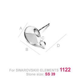 G0535-Tija cu bucla rivoli SS39 8mm cu bordura ver3 1 buc - bijuterii personalizate din argint | simoshop