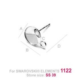 G0535-Tija cu bucla rivoli SS39 8mm cu bordura ver3 1 buc - bijuterii personalizate din argint | simoshop