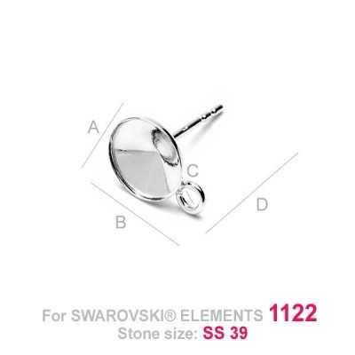 G0535-Tija cu bucla rivoli SS39 8mm cu bordura ver3 1 buc - bijuterii personalizate din argint | simoshop