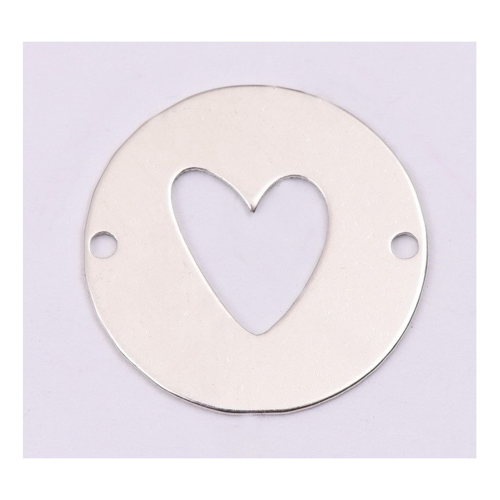 E1210-N-Link argint decupat cu inimioara 15mm, 0.33mm - 1 buc