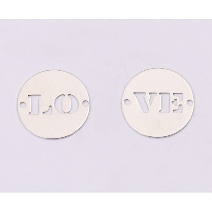 E1211-N-Set link din argint LOVE 14mm 0.33mm - 1 buc