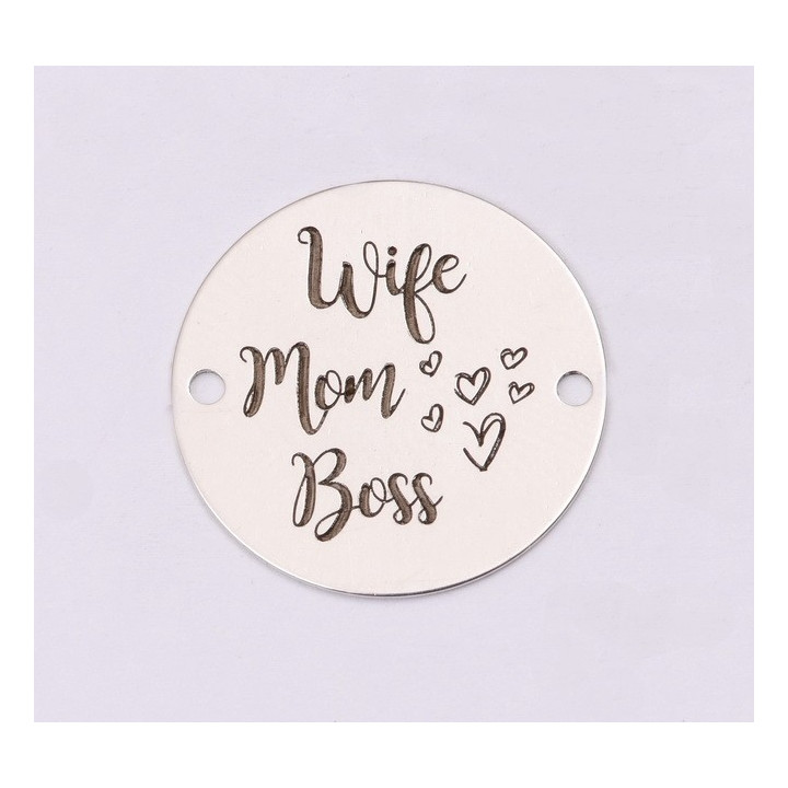 E1216-GS-Link din argint Wife Mom Boss 16.5mm 0.33mm
