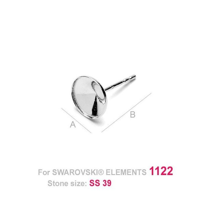 G0560-Tije cu bordura joasa pentru Swarovski Rivoli 8mm SS39 - bijuterii personalizate din argint | simoshop