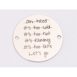 E1243-GS-Link din argint "Let`s go...." 16.5 mm / grosime 0.33 mm-1 buc