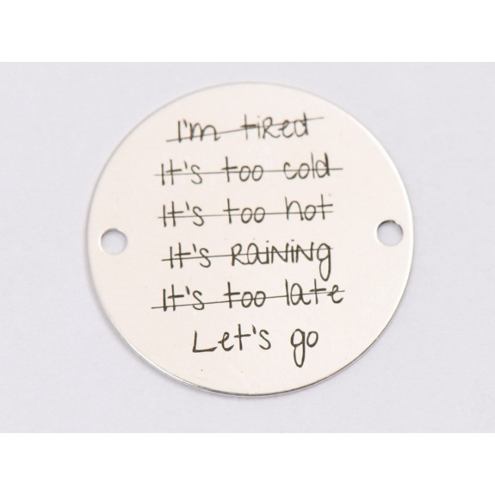 E1243-GS-Link din argint "Let`s go...." 16.5 mm / grosime 0.33 mm-1 buc