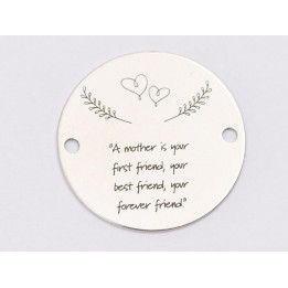 E1246-GS-Link din argint "Mom , best friend...." 16.5 mm / grosime 0.33 mm-1 buc