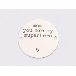 E1247-GS-Link din argint "Mom , superhero...." 16.5 mm / grosime 0.33 mm-1 buc