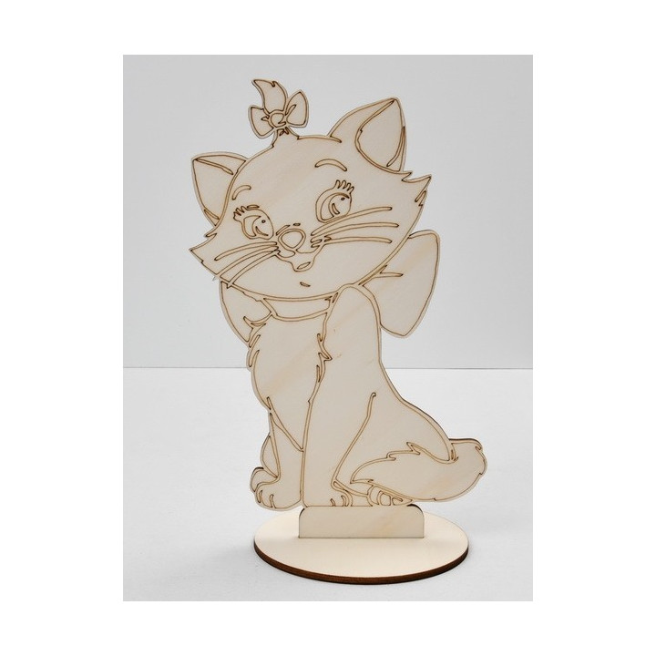L244- Decupaj din lemn cu suport Pisicuta Marie 25x15cm