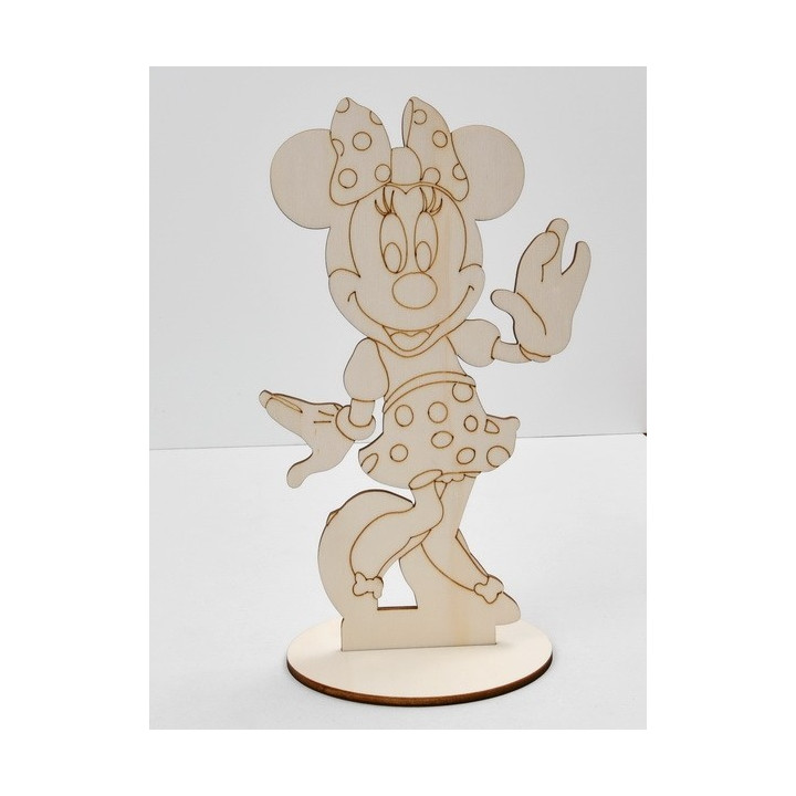 L246- Decupaj din lemn cu suport Minnie Mouse 25x15cm
