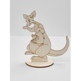 L253- Decupaj din lemn cu suport Kanga and Roo 22x20cm
