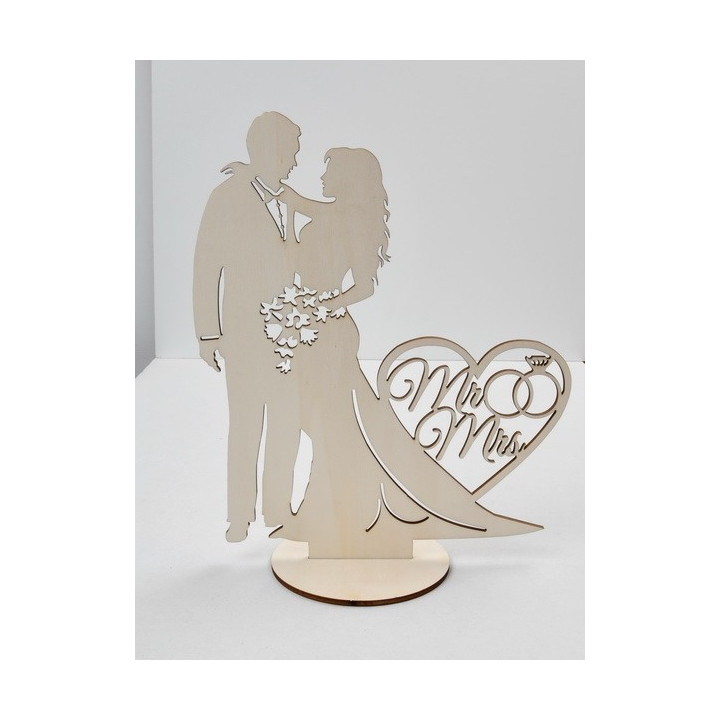L256- Decupaj din lemn cu suport Indragostiti - Mr & Mrs 25x30cm