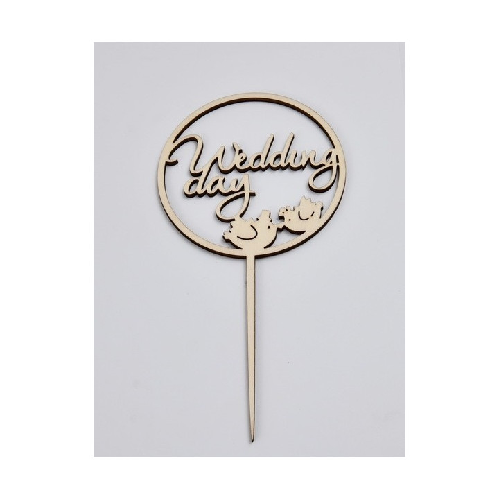 L274-Topper lemn "Wedding day" 12x23cm  1buc