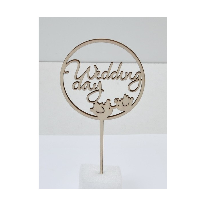 L274-Topper lemn "Wedding day" 12x23cm  1buc