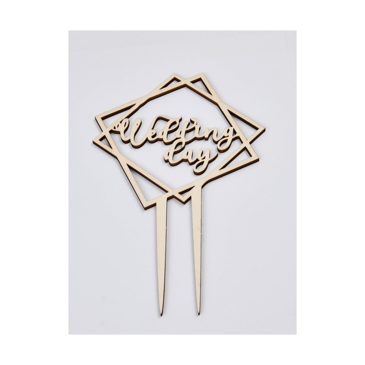 L279-Topper lemn "Wedding day" model patrat 15x23cm  1buc