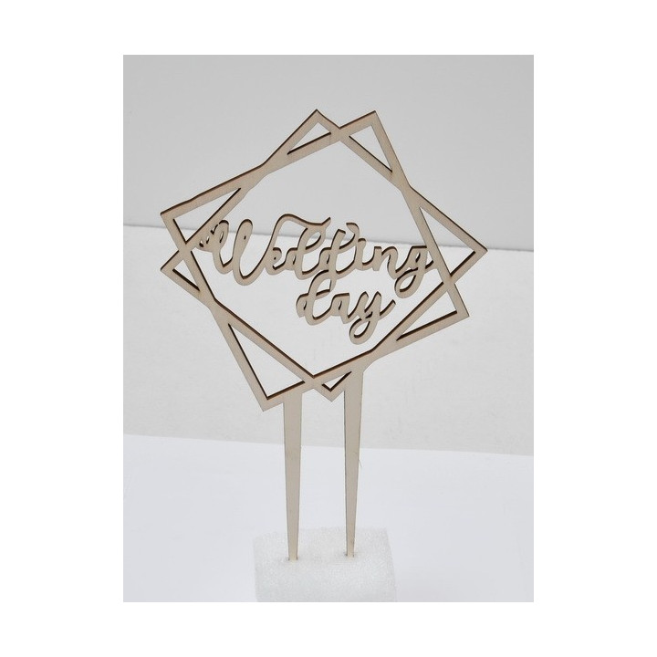 L279-Topper lemn "Wedding day" model patrat 15x23cm  1buc