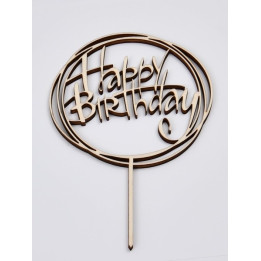 L276-Topper lemn "Happy Birthday" 11x17cm  1buc