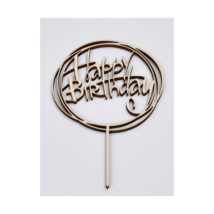L276-Topper lemn "Happy Birthday" 11x17cm  1buc