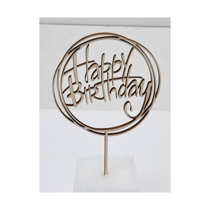 L276-Topper lemn "Happy Birthday" 11x17cm  1buc