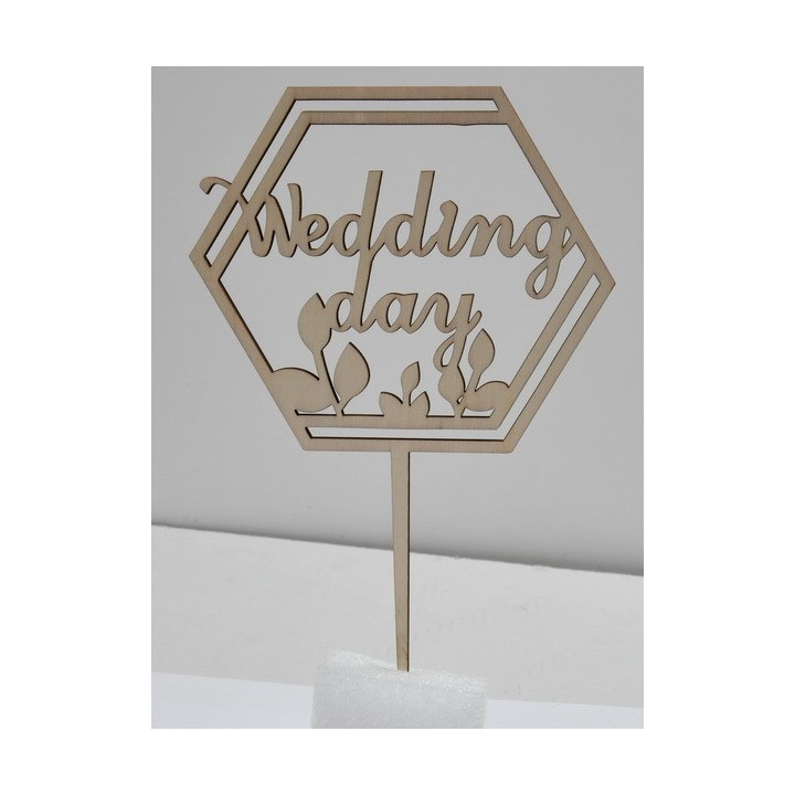 L277-Topper lemn "Wedding day" model 2 15x23cm  1buc