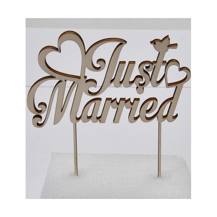 L278- Cake topper lemn "Just Married" 13x15cm  1buc