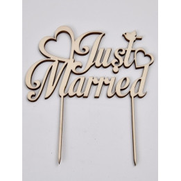 L278- Cake topper lemn "Just Married" 13x15cm  1buc