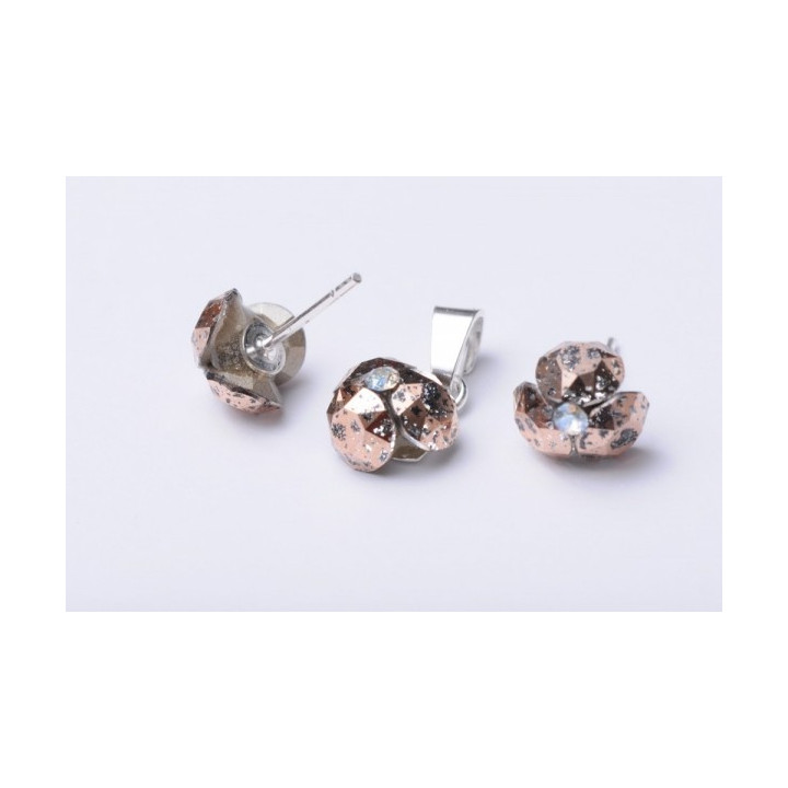 SERVICIU LIPIRE 3 CRISTALE XIRIUS SS29-SS34-SS39 IN FORMA DE FLORICICA-Pereche - bijuterii personalizate din argint | simoshop