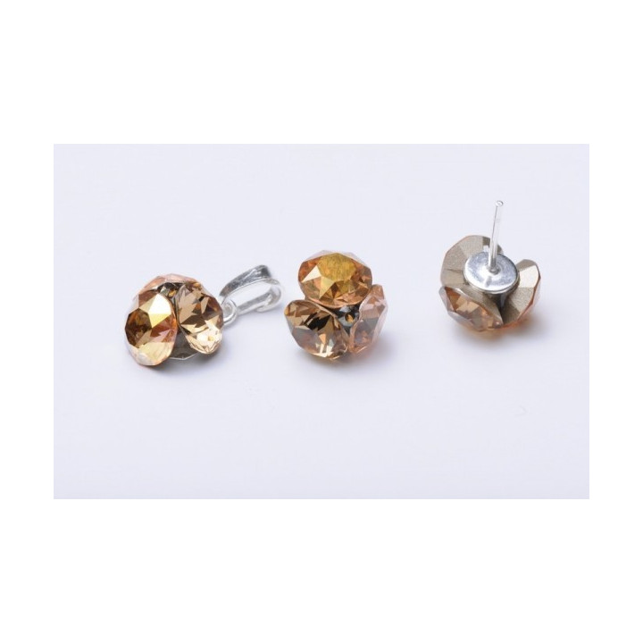 SERVICIU LIPIRE 3 CRISTALE XIRIUS SS29-SS34-SS39 IN FORMA DE FLORICICA-Pereche - bijuterii personalizate din argint | simoshop