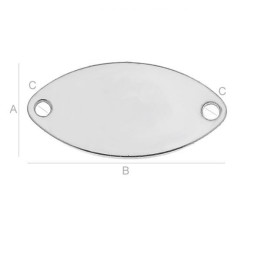 G0643-Link oval argint cu 2 gauri 7.5x15mm - bijuterii personalizate din argint | simoshop