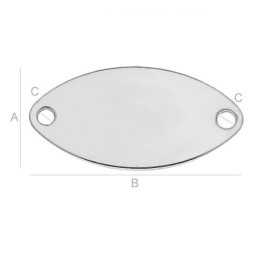 G0643-Link oval argint cu 2 gauri 7.5x15mm - bijuterii personalizate din argint | simoshop