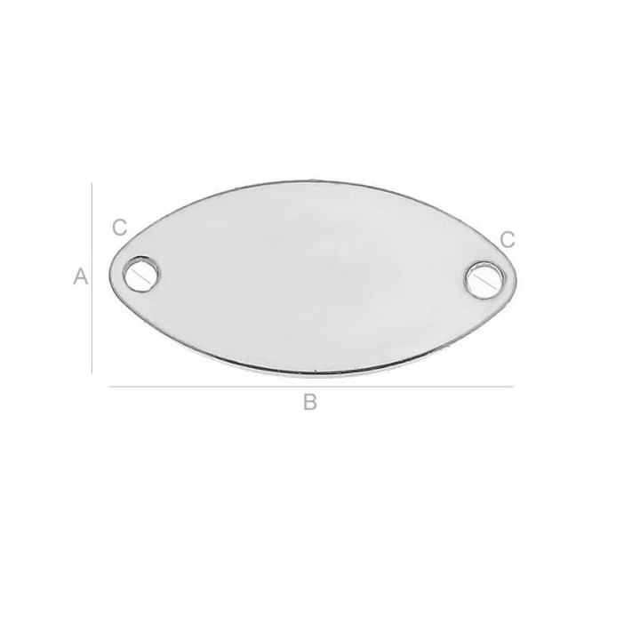 G0643-Link oval argint cu 2 gauri 7.5x15mm - bijuterii personalizate din argint | simoshop