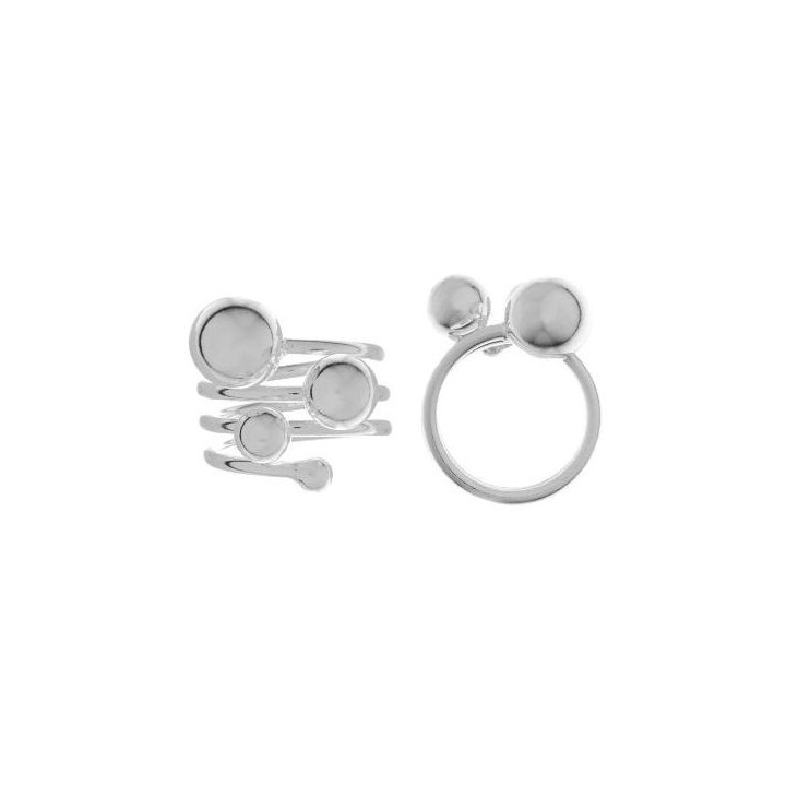 G0760- Inel spirala cu 4 bilute din argint 925 , diametru 17mm - 1 buc