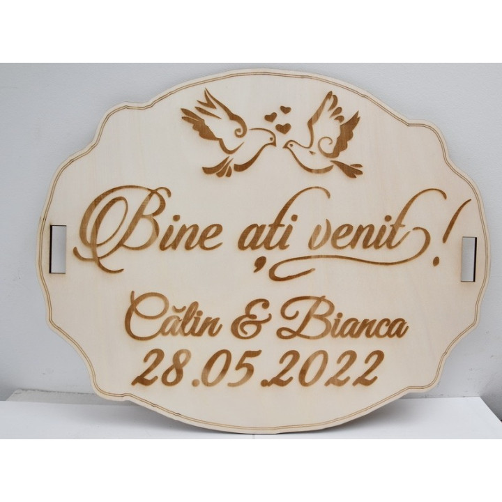 L288-Decoratiune nunta personalizabila 50x40 cm  1buc
