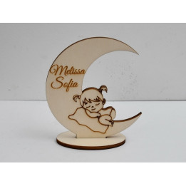 L290-Decoratiune fetita si luna  10x10 cm  1buc