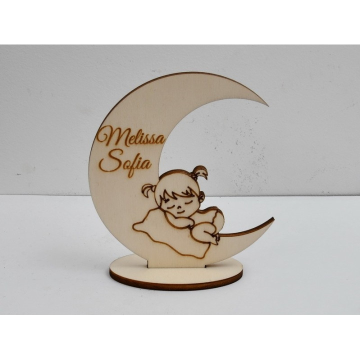 L290-Decoratiune fetita si luna  10x10 cm  1buc