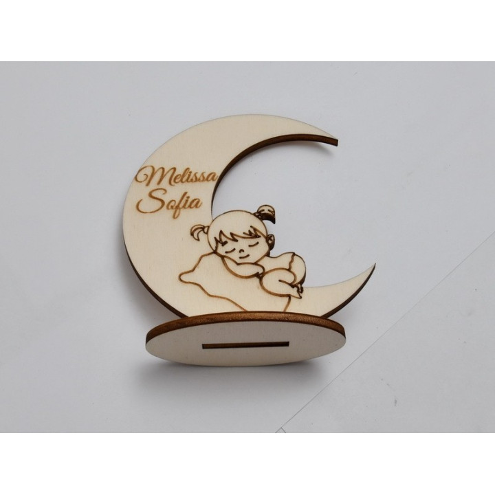 L290-Decoratiune fetita si luna  10x10 cm  1buc