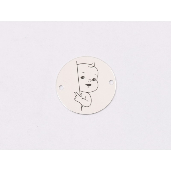 E1272 GS Link rotund argint 925 Pointing baby boy  16.5mm 1 buc