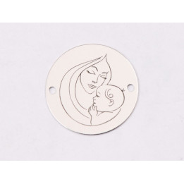 E1277 GS Link rotund argint 925 Mama si bebe 16.5mm 1 buc