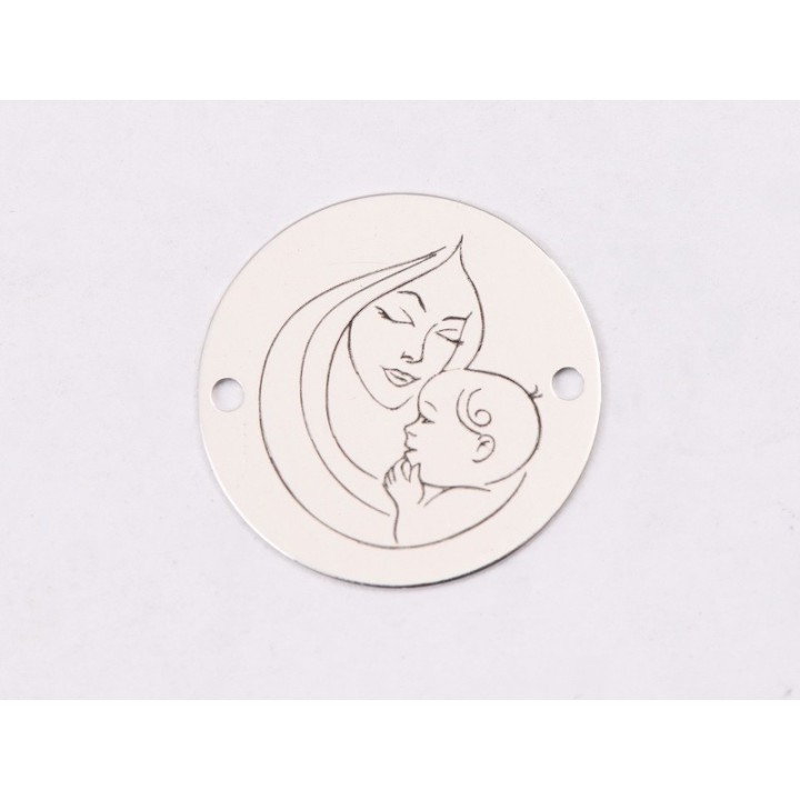 E1277 GS Link rotund argint 925 Mama si bebe 16.5mm 1 buc