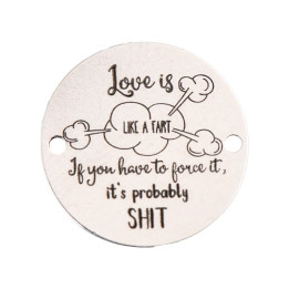 E1284 GS Link rotund argint 925 Love is..... 16.5mm 1 buc