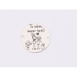 E1293 GS Link rotund argint 925 Te iubim, super tati! 16.5mm 1 buc