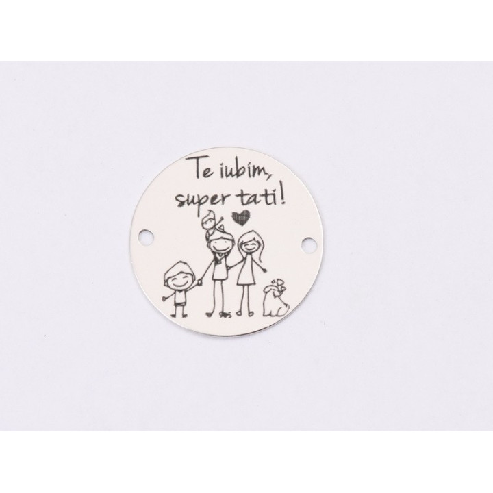 E1293 GS Link rotund argint 925 Te iubim, super tati! 16.5mm 1 buc