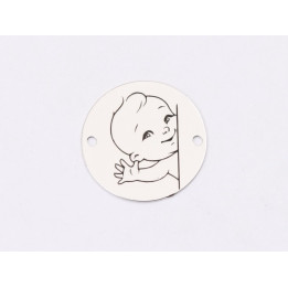 E1296 GS Link rotund argint 925 Baby boy 16.5mm 1 buc