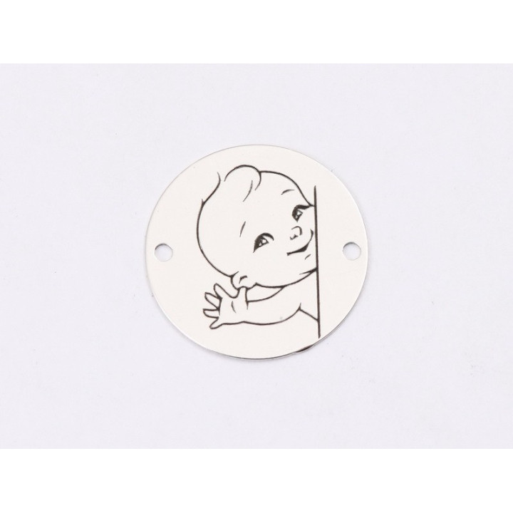 E1296 GS Link rotund argint 925 Baby boy 16.5mm 1 buc