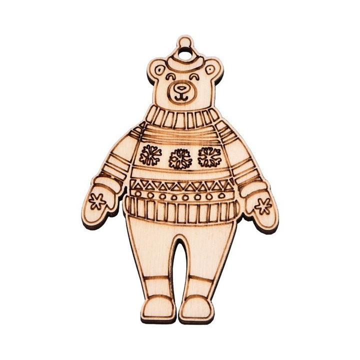 L322-Figurina din lemn Winter Bear 8x5.5 cm