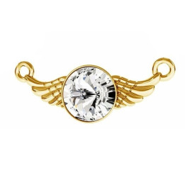 G0983-Aripa din argint placata cu aur de 24K si cristal  11x26,5MM-1 buc