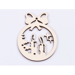 L350-Glob de lemn "Lumanari si fundita" 8x6 cm