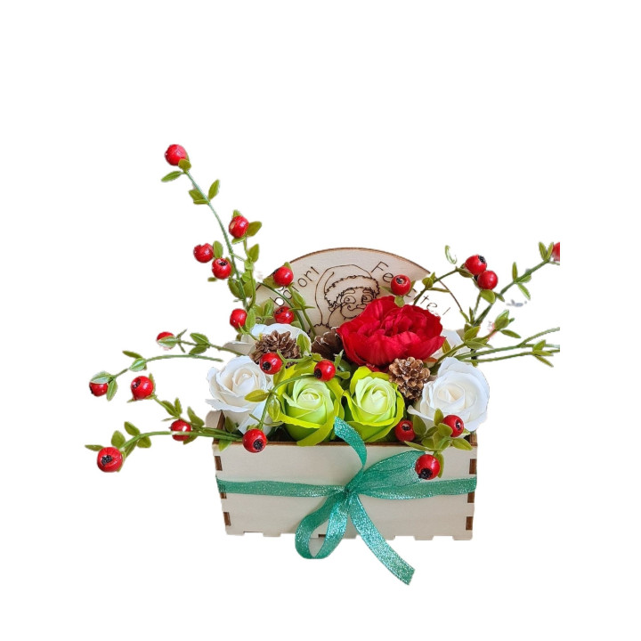 L354 Plic pentru flori pom de craciun cu caciulita  V2 16x10x8 cm