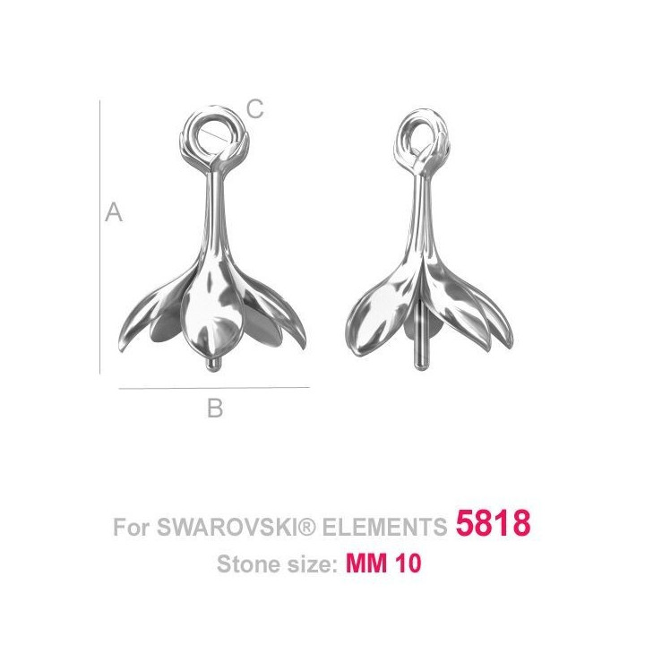 G0730-Agatatoare floare perle gaurite pe jumatate 5818 de 10mm - bijuterii personalizate din argint | simoshop