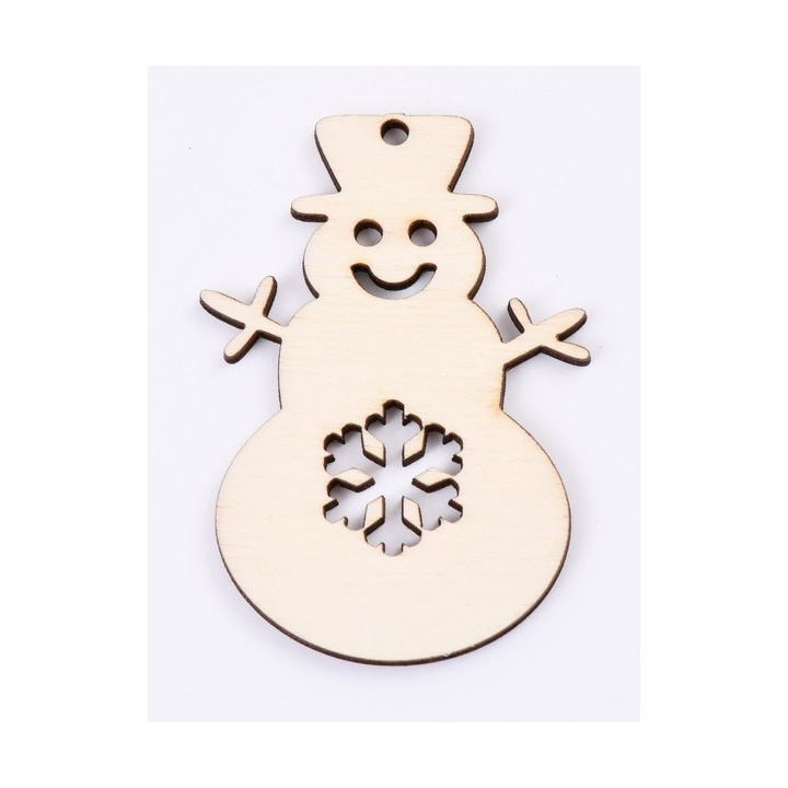 L365-Decoratiune din lemn Om de zapada, 4.5x6.5cm - 1 buc
