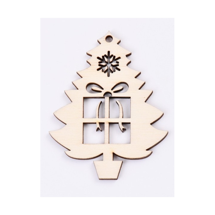 L366-Decoratiune din lemn Bradut, 7x5.5cm - 1 buc
